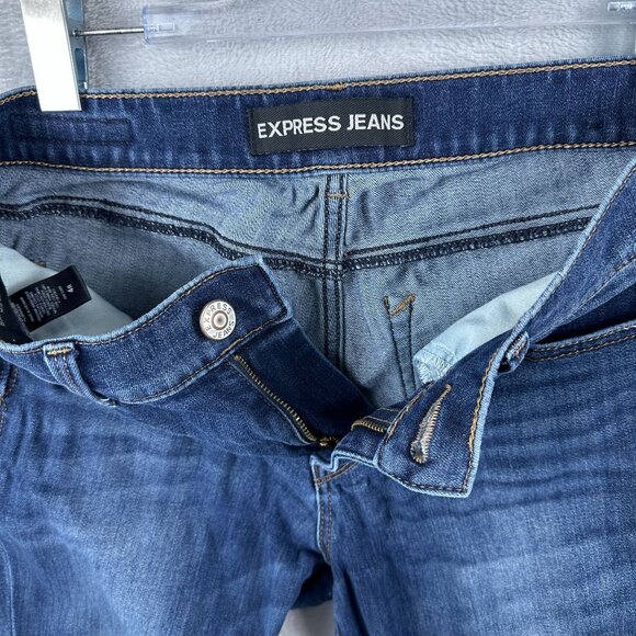 Express Barely Bootcut Jeans Womens Size 4R Mid Rise Medium Wash Stretch Blue - Picture 5 of 13